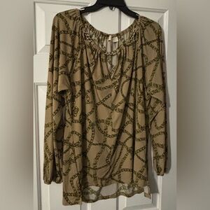 Michael Kors chain print blouse, with gold detail. Size large